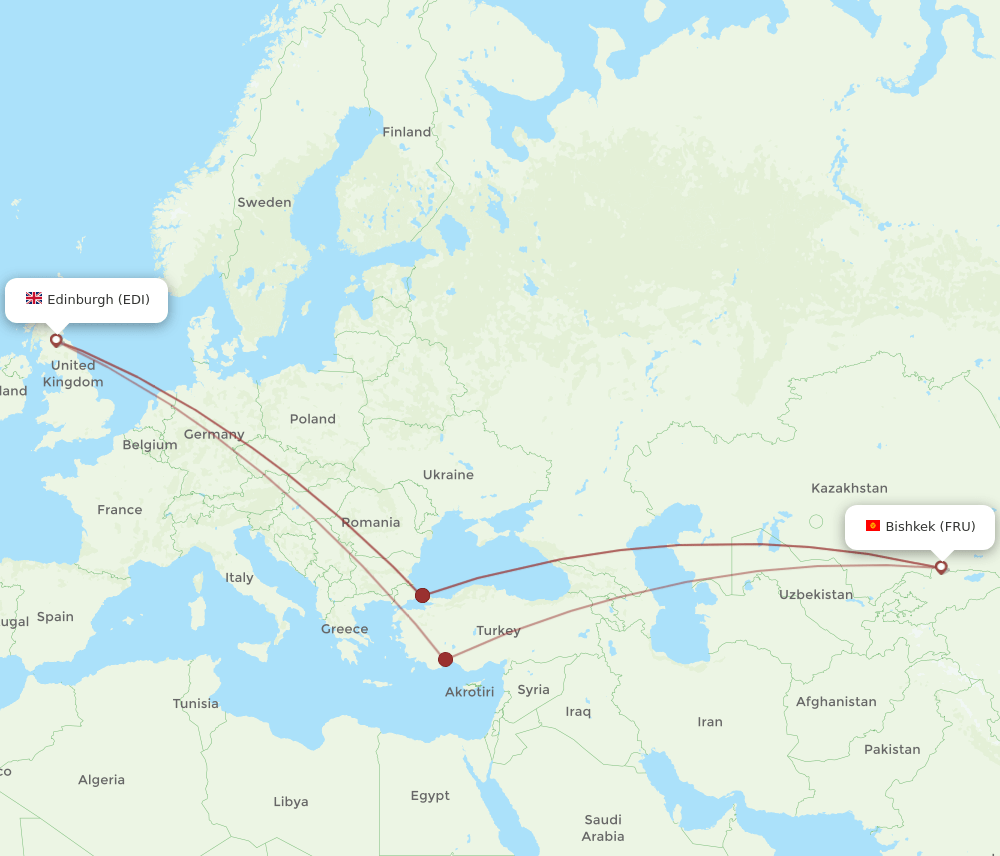 EDI-FRU flight routes