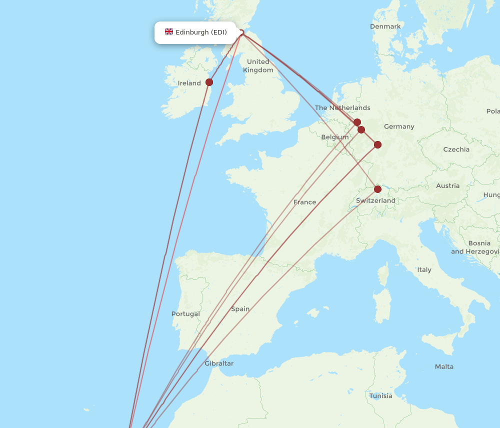 EDI-FUE flight routes