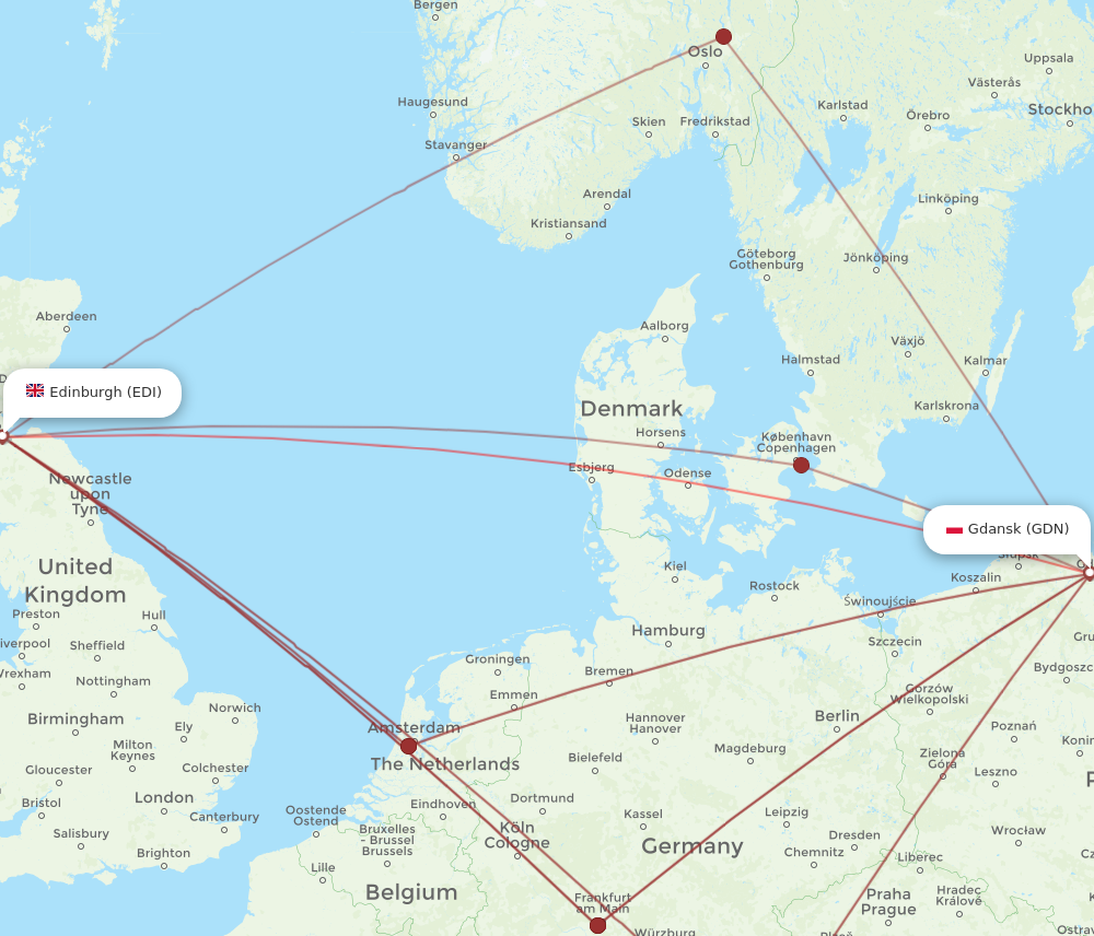 EDI to GDN flights and routes map