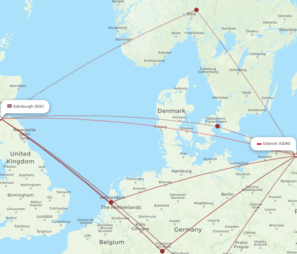 EDI-GDN flight routes