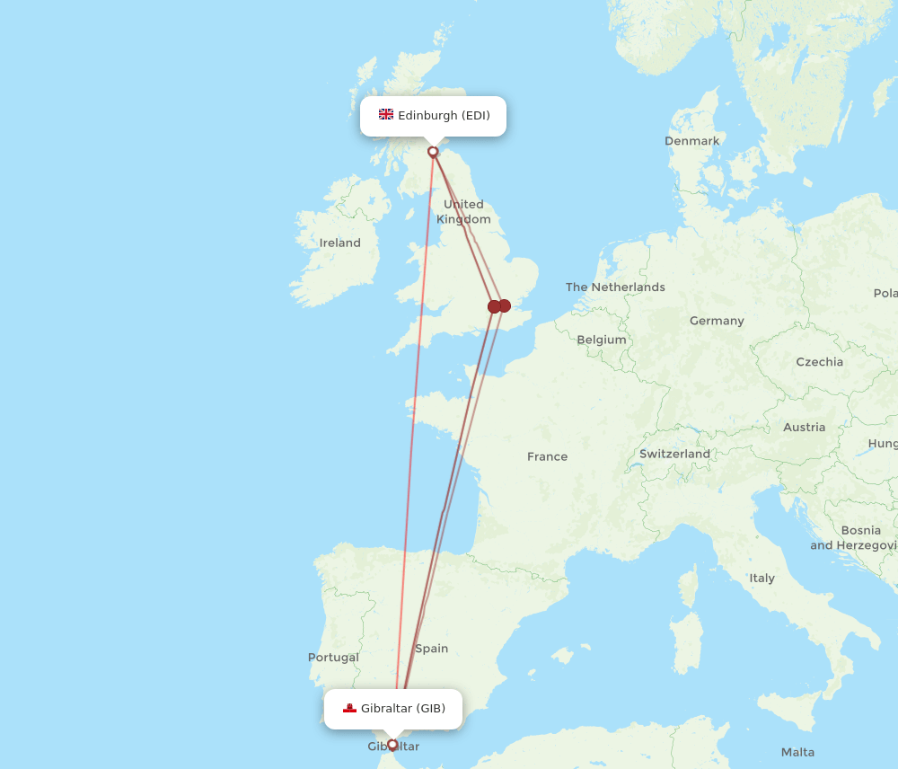 EDI-GIB flight routes