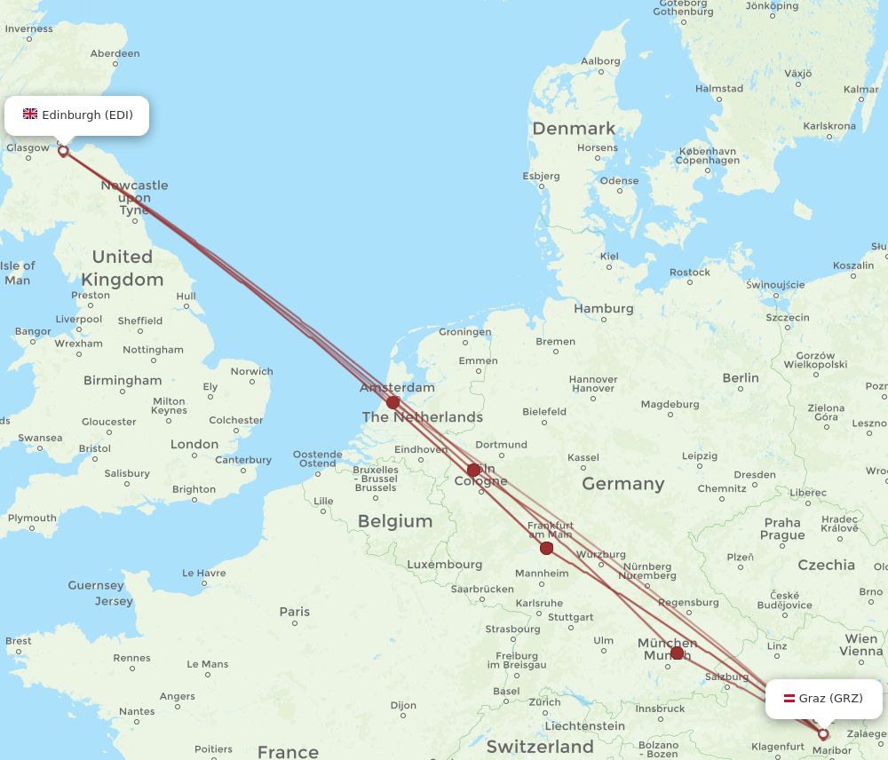 EDI to GRZ flights and routes map