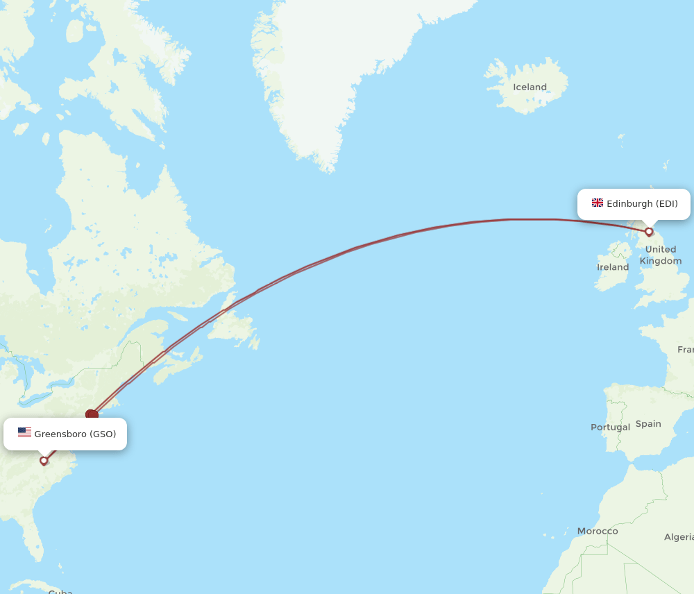 EDI-GSO flight routes