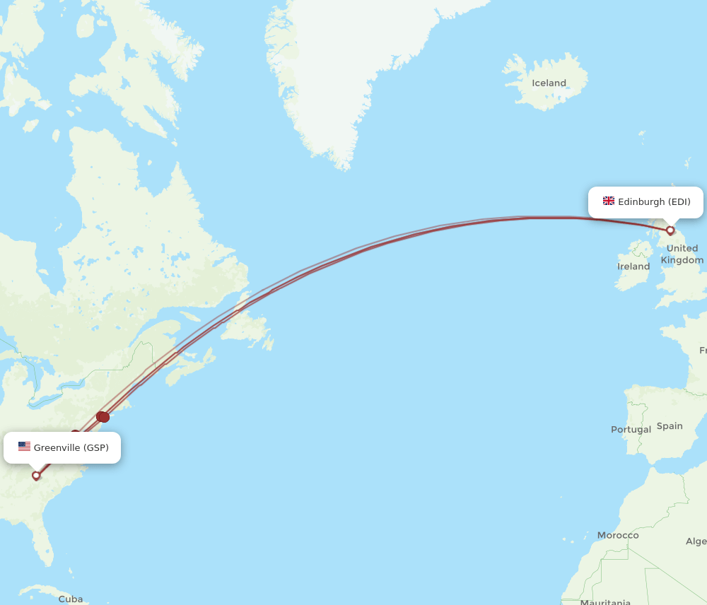 EDI-GSP flight routes