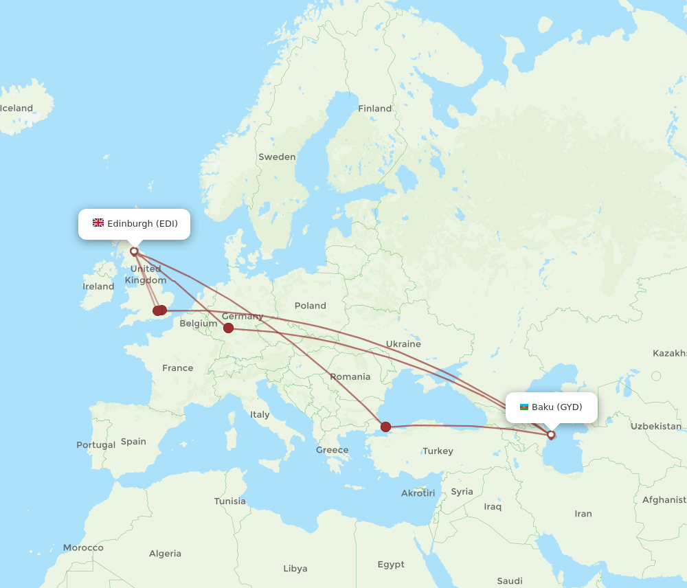 EDI-GYD flight routes