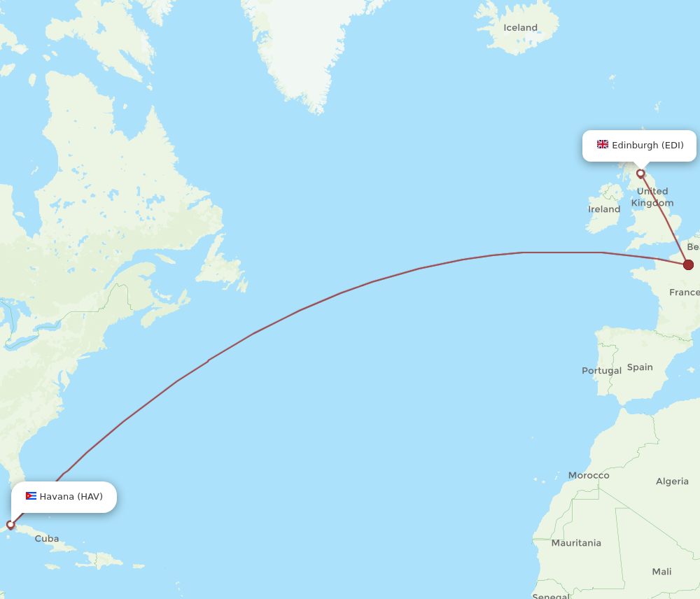EDI to HAV flights and routes map