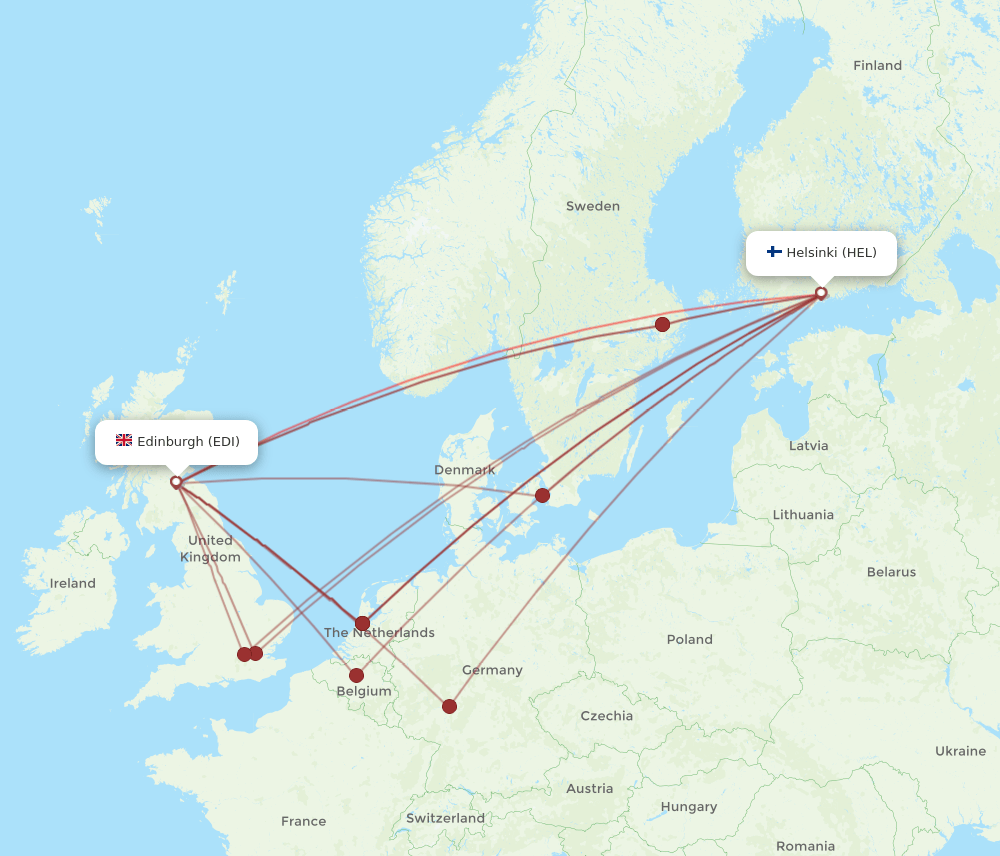 EDI to HEL flights and routes map