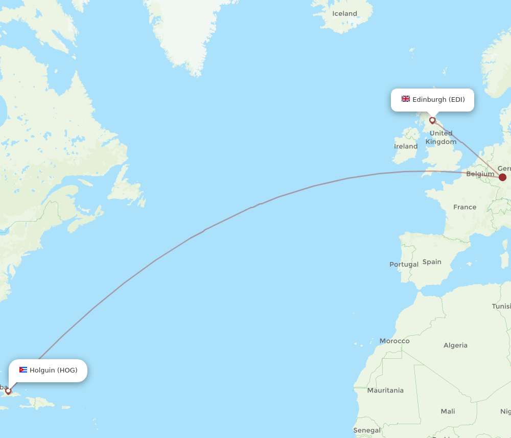 EDI-HOG flight routes