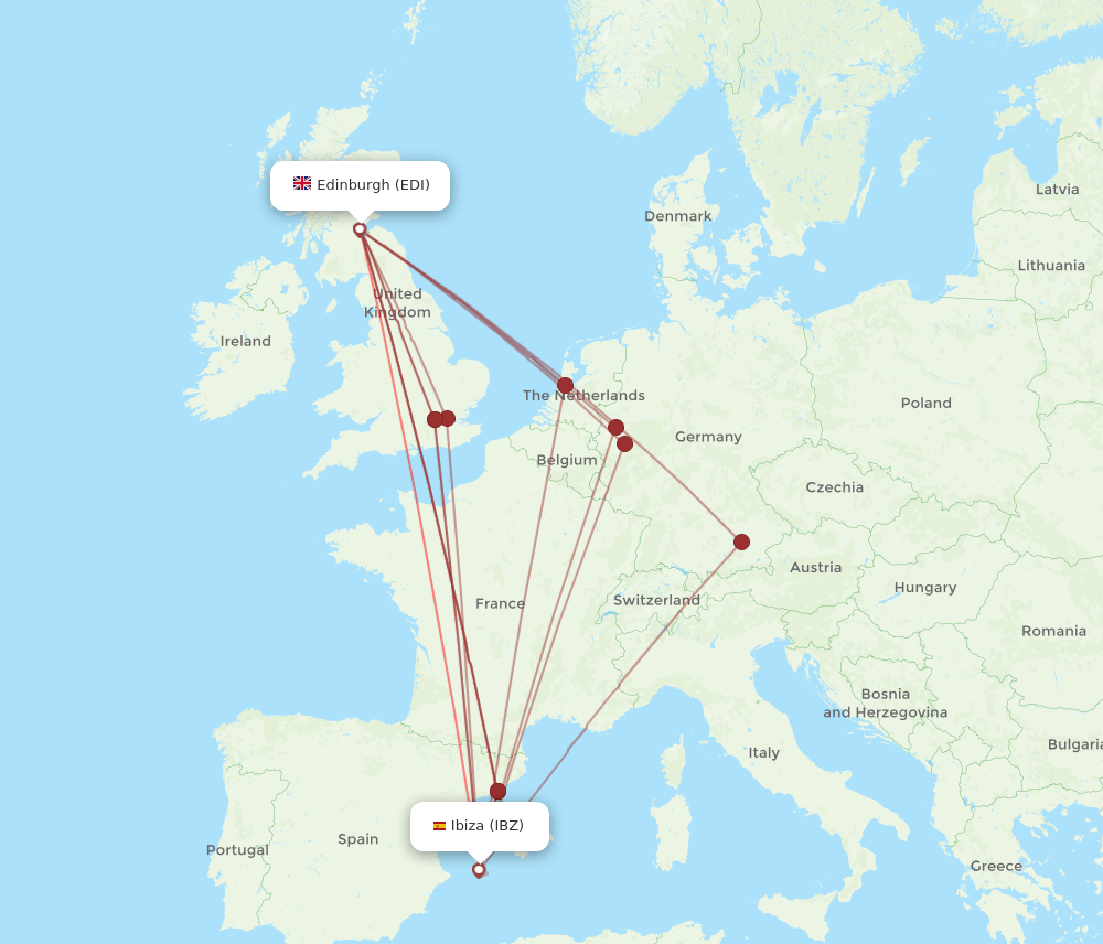EDI-IBZ flight routes