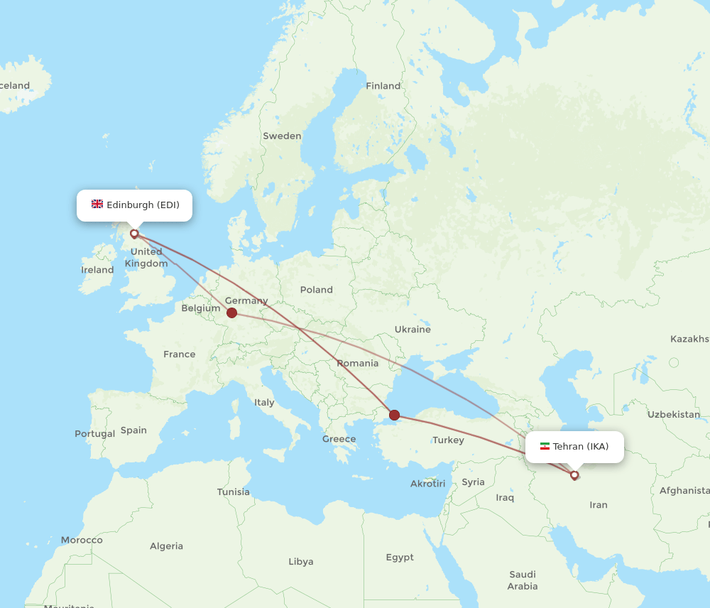 EDI-IKA flight routes