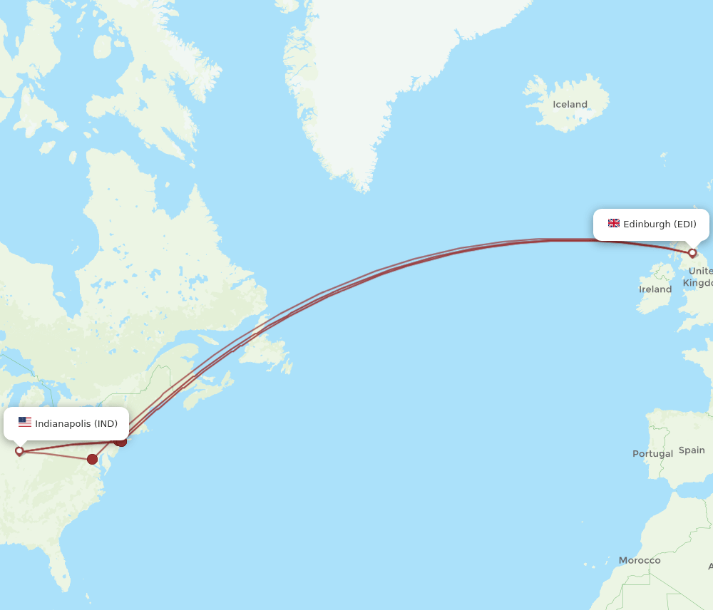 EDI-IND flight routes