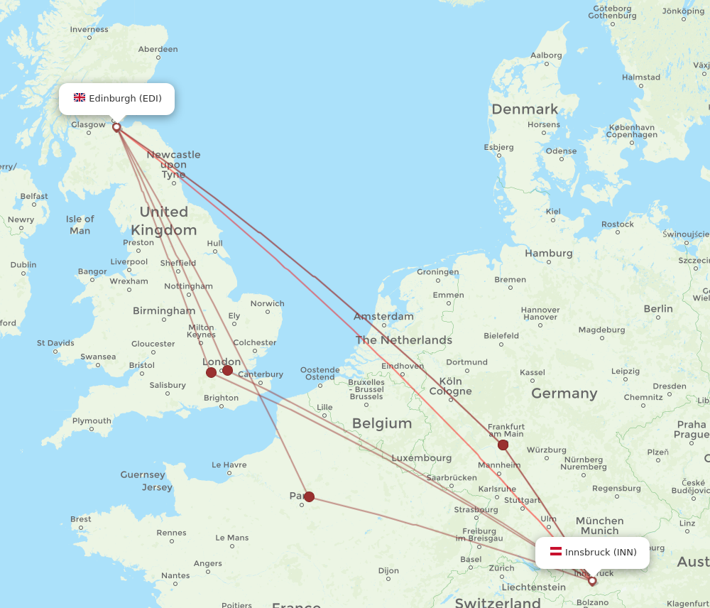 EDI to INN flights and routes map