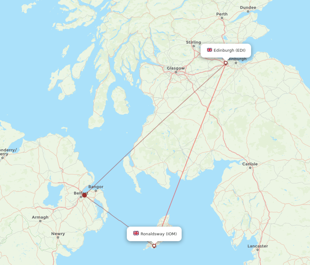 EDI to IOM flights and routes map