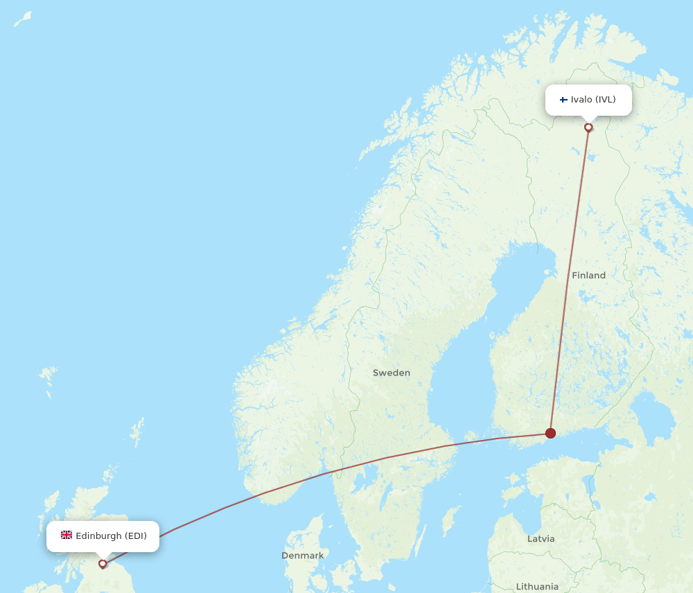 EDI-IVL flight routes