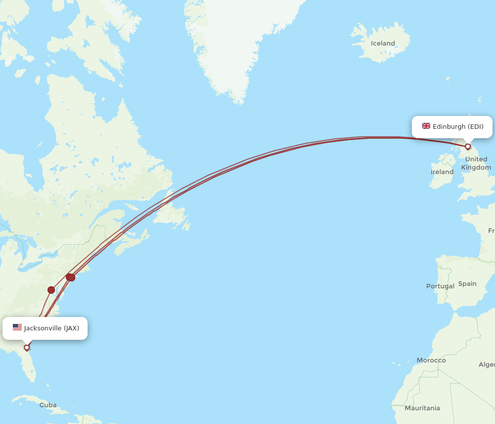 EDI-JAX flight routes