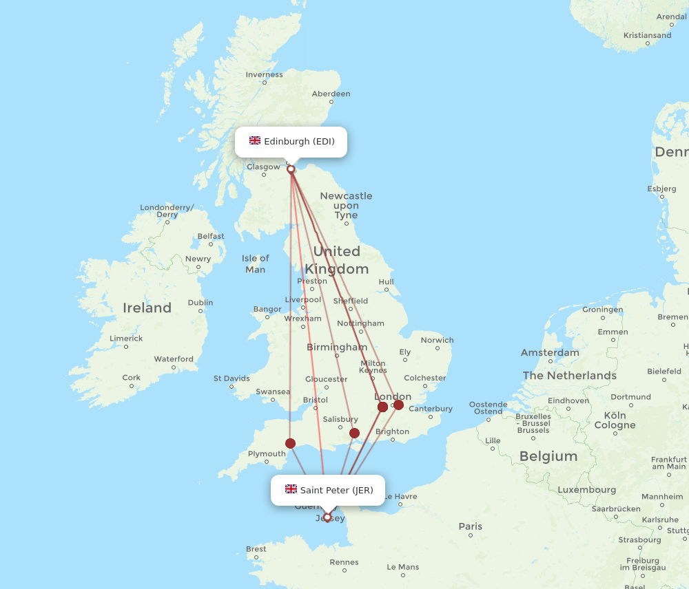 EDI-JER flight routes