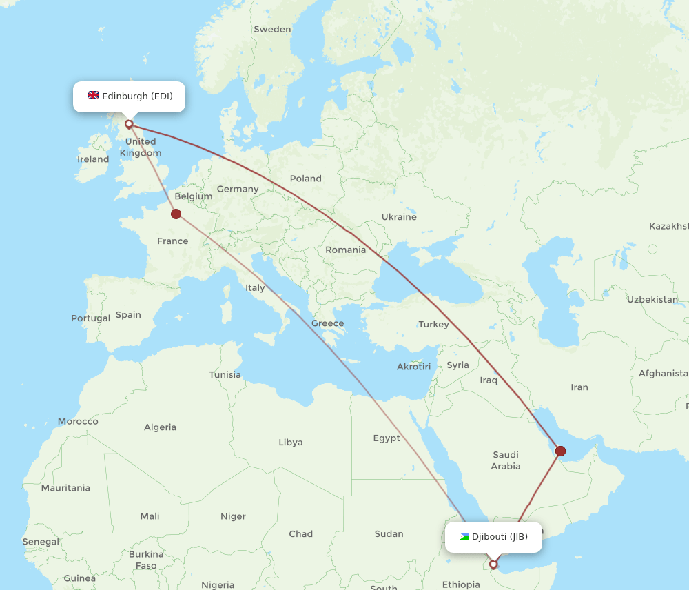 EDI-JIB flight routes