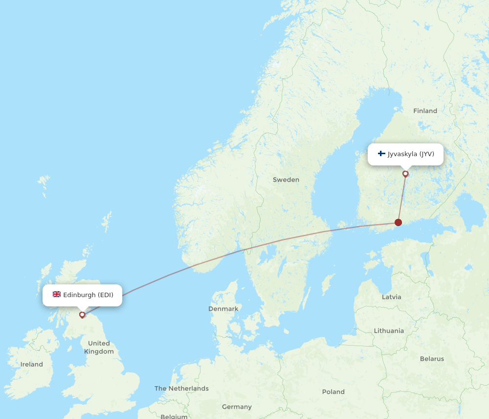 EDI-JYV flight routes