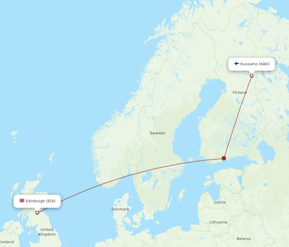 EDI-KAO flight routes