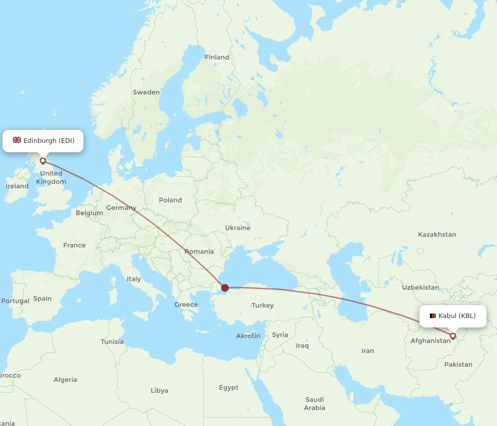 EDI-KBL flight routes