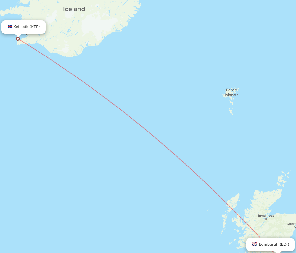 EDI-KEF flight routes