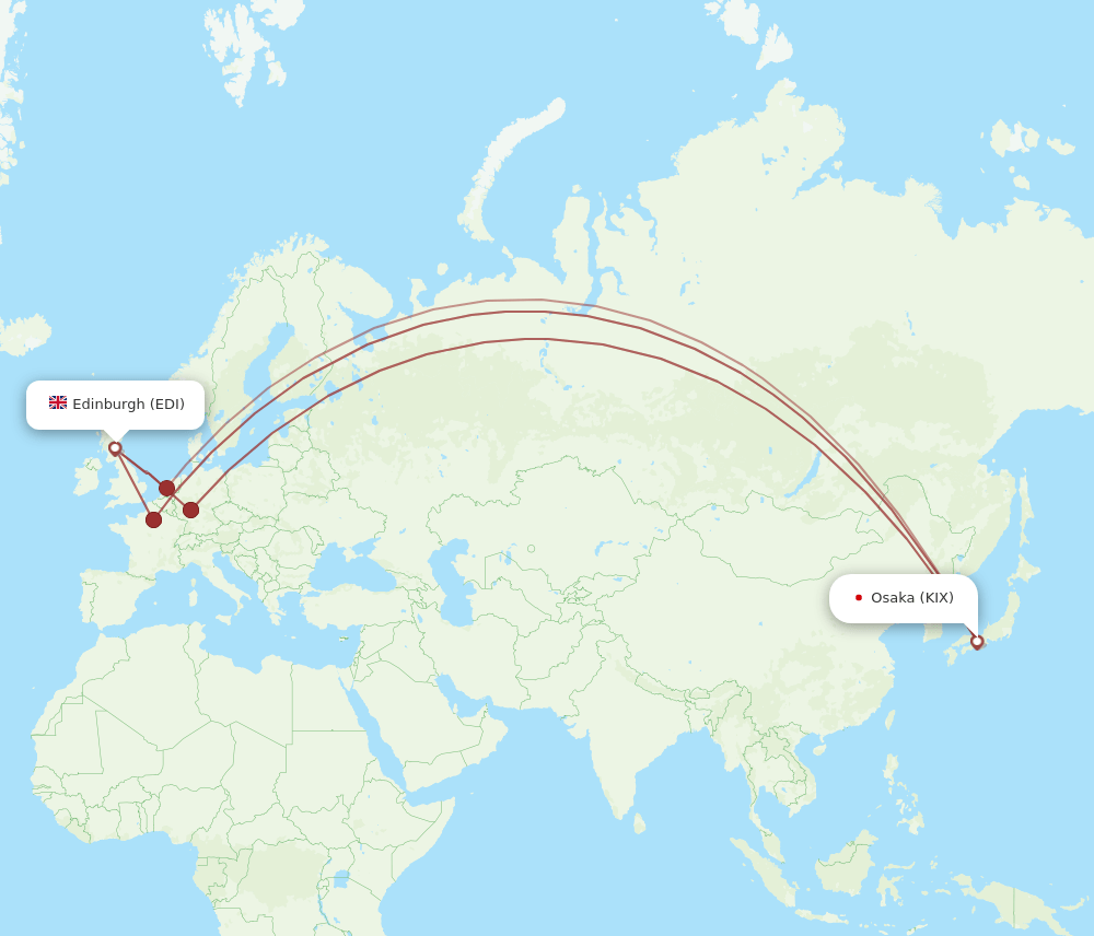 EDI-KIX flight routes