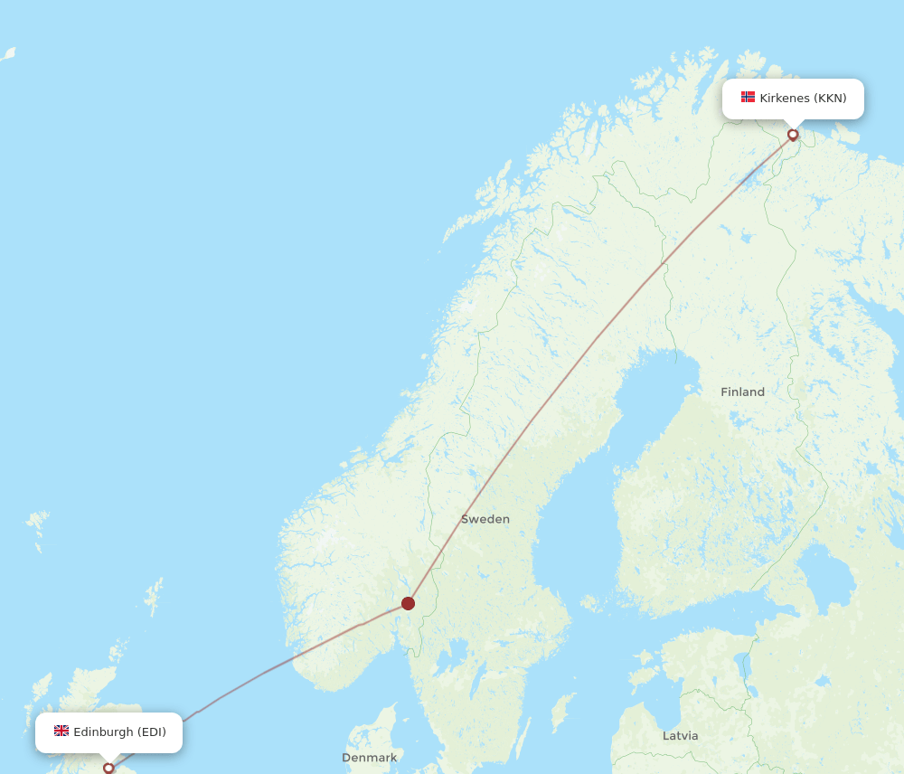 EDI to KKN flights and routes map