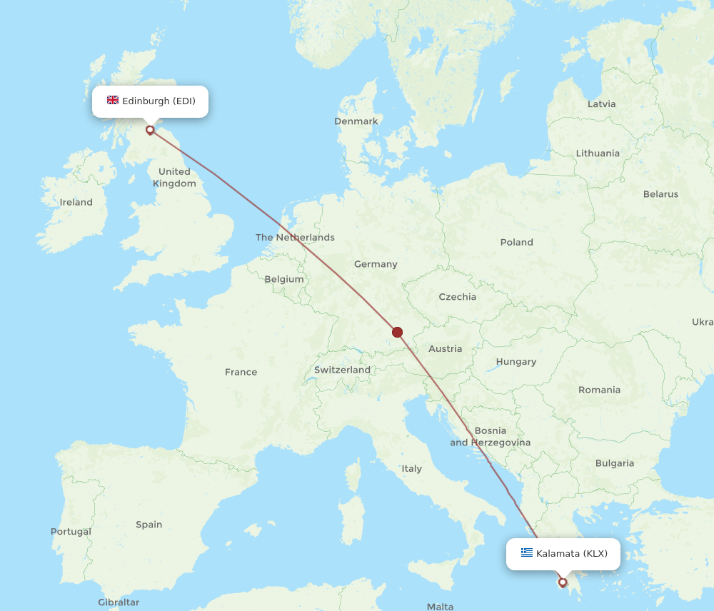 EDI-KLX flight routes