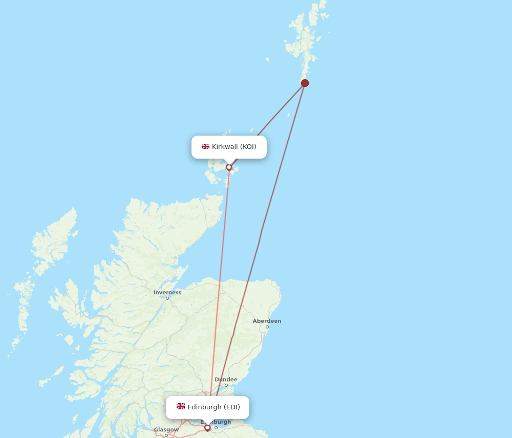 EDI to KOI flights and routes map