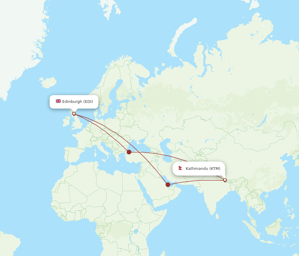 EDI-KTM flight routes