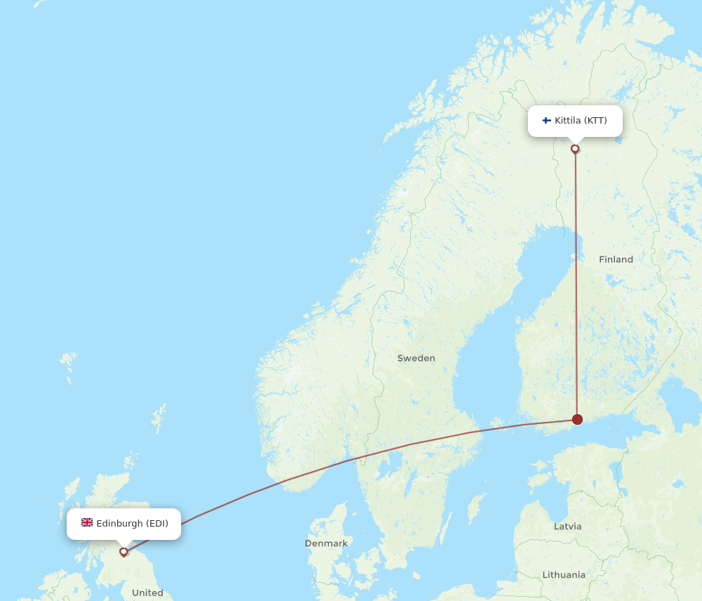 EDI-KTT flight routes