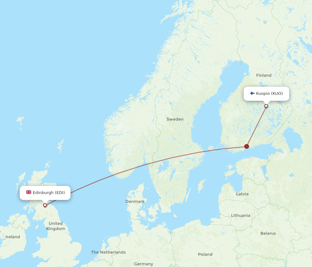 EDI-KUO flight routes