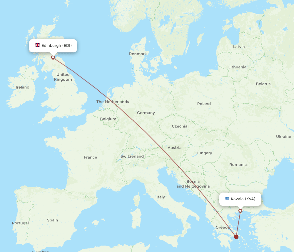 EDI-KVA flight routes
