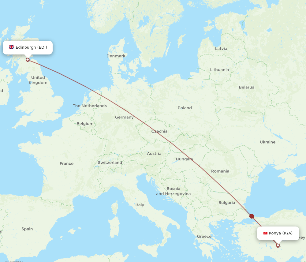 EDI-KYA flight routes