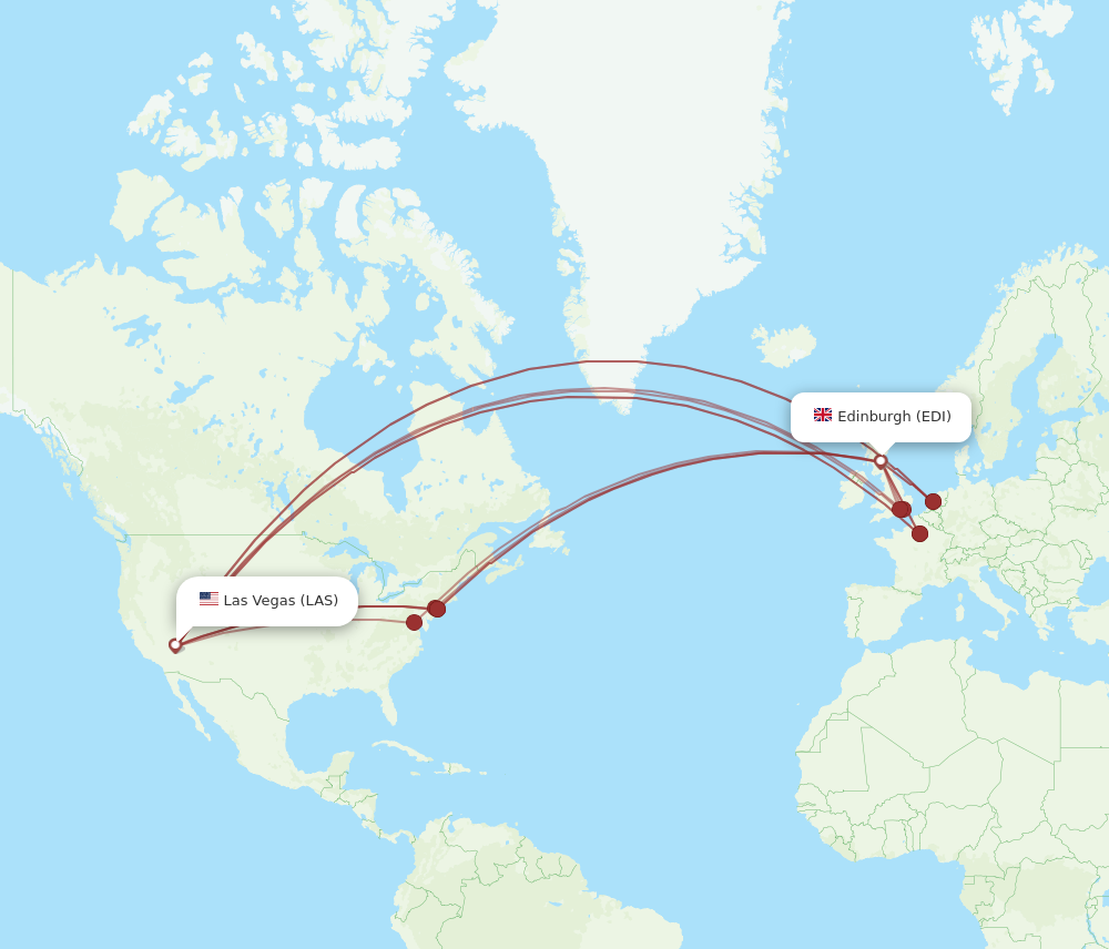 EDI to LAS flights and routes map