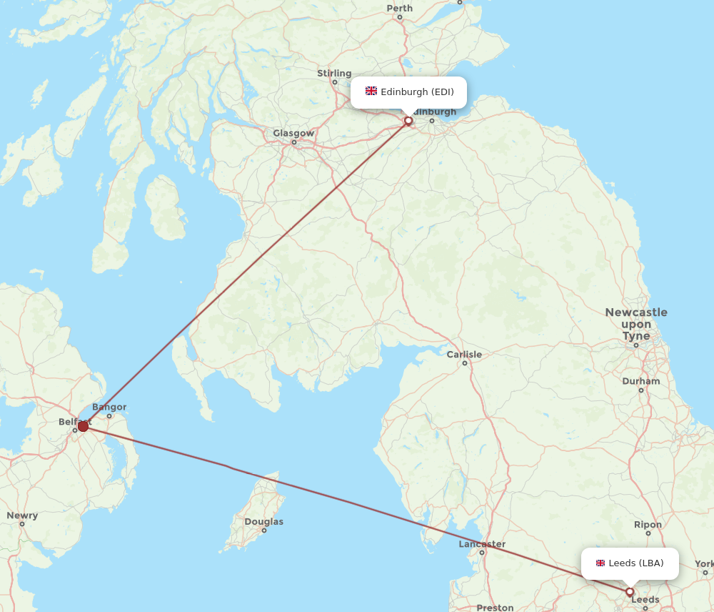 EDI to LBA flights and routes map