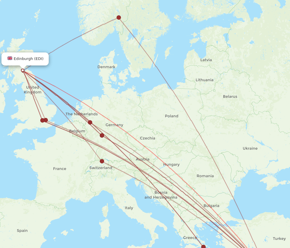 EDI to LCA flights and routes map