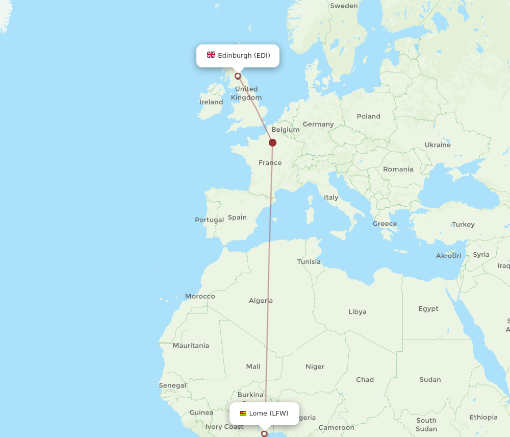 EDI-LFW flight routes