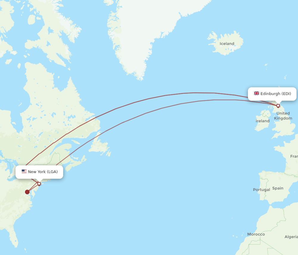 EDI-LGA flight routes