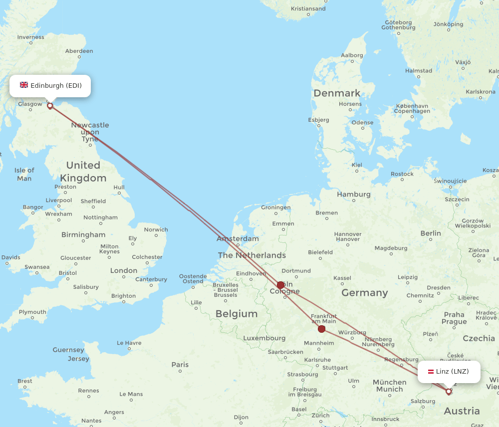 EDI-LNZ flight routes