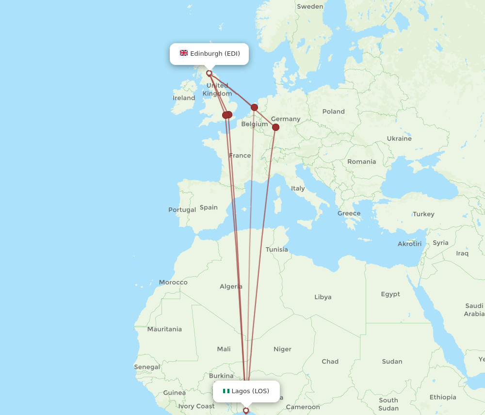 EDI-LOS flight routes