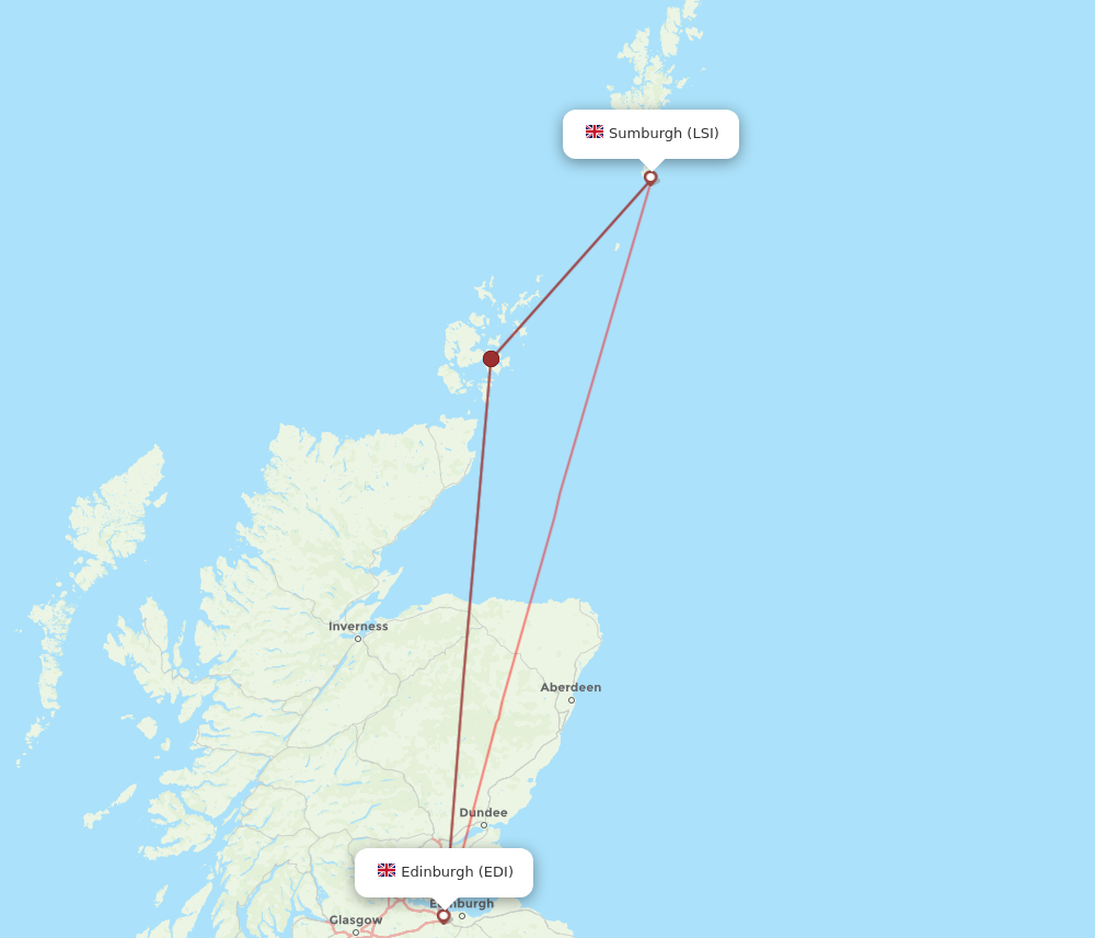 EDI to LSI flights and routes map