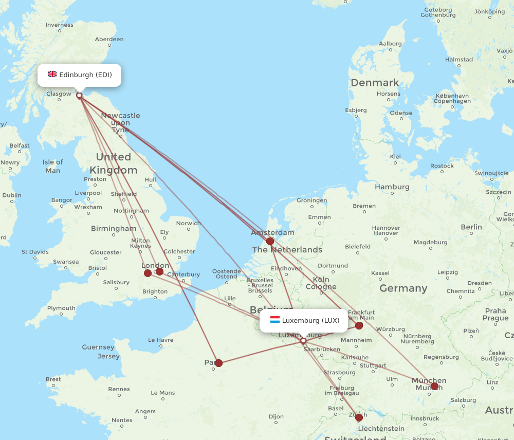 EDI-LUX flight routes