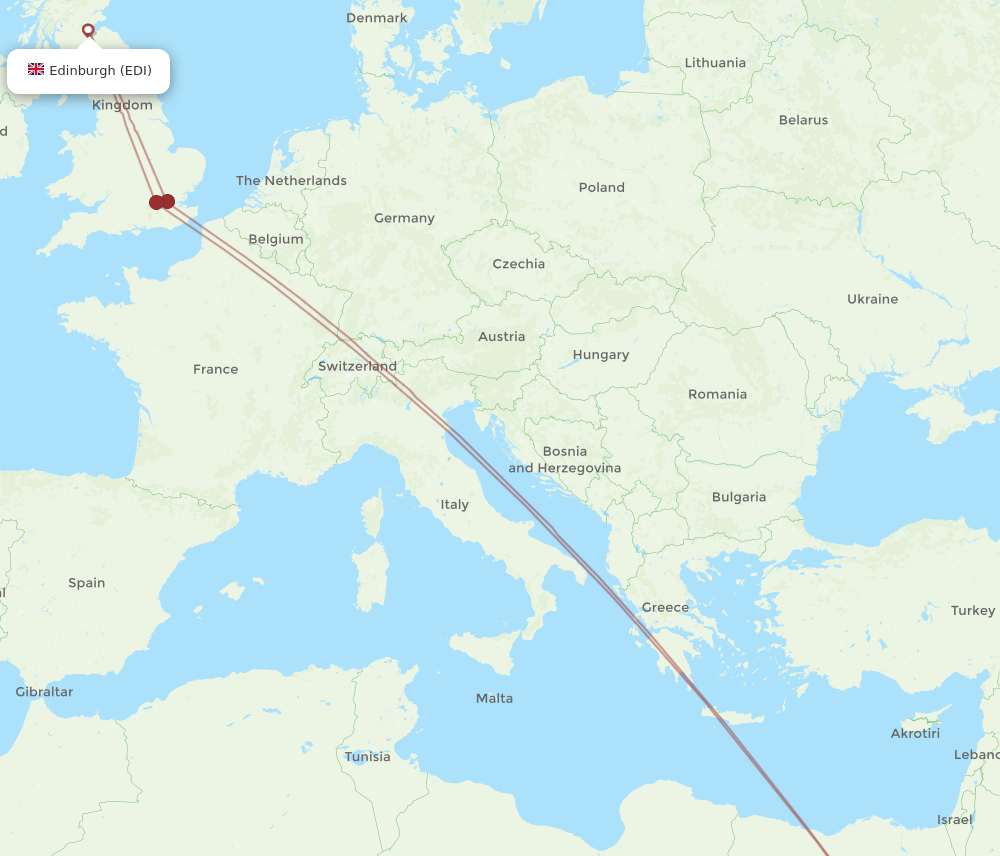 EDI-LXR flight routes