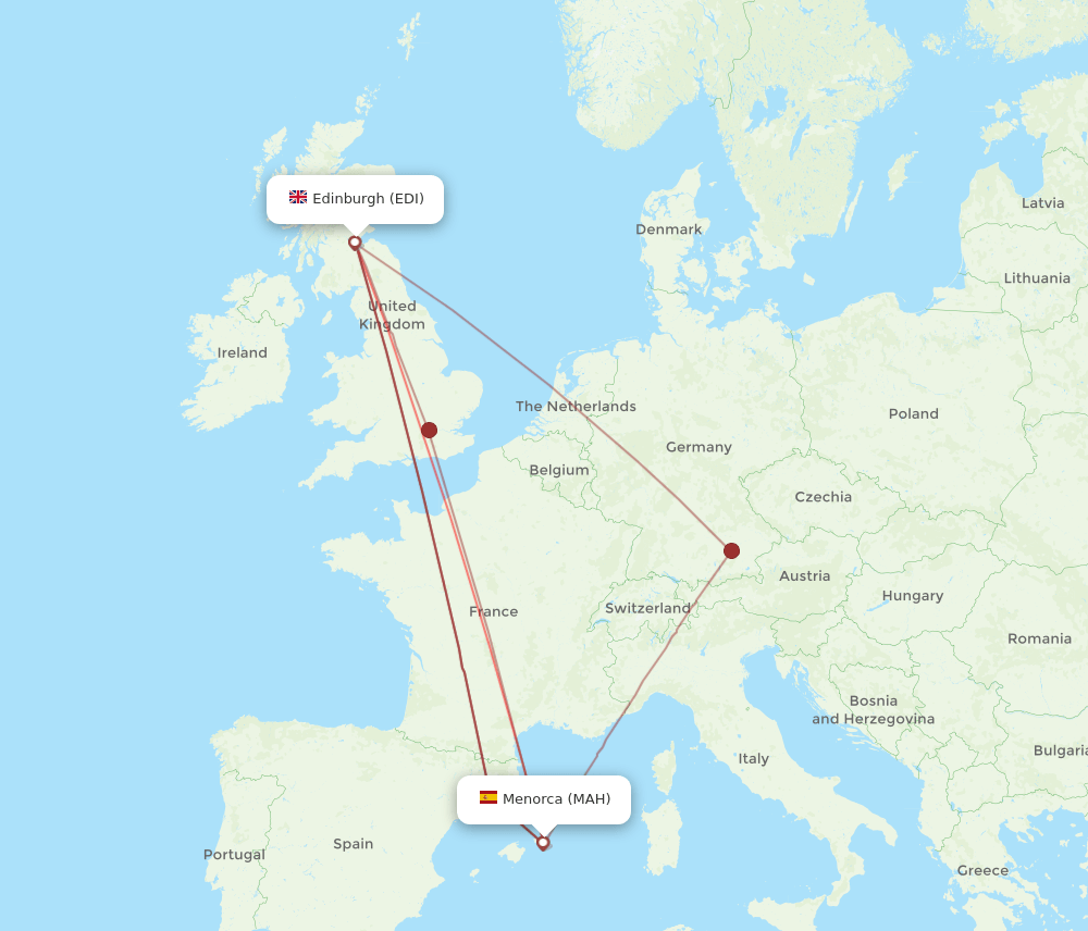 EDI-MAH flight routes