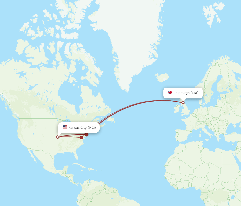 EDI-MCI flight routes