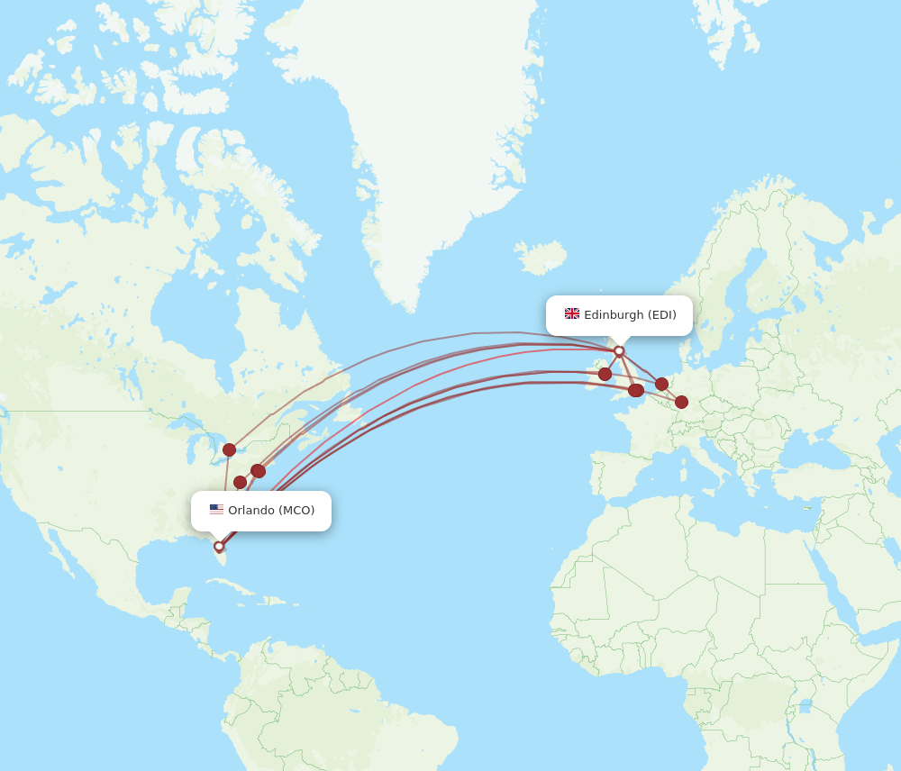 EDI-MCO flight routes