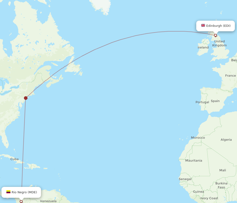 EDI-MDE flight routes