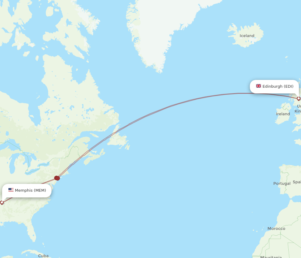 EDI to MEM flights and routes map