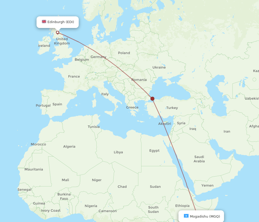 EDI-MGQ flight routes